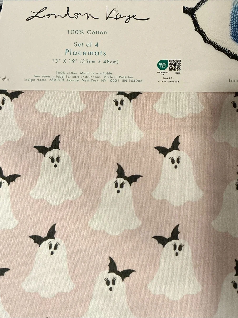 London Kaye 4Pc. Pretty Ghost Pink Halloween Placemat Set